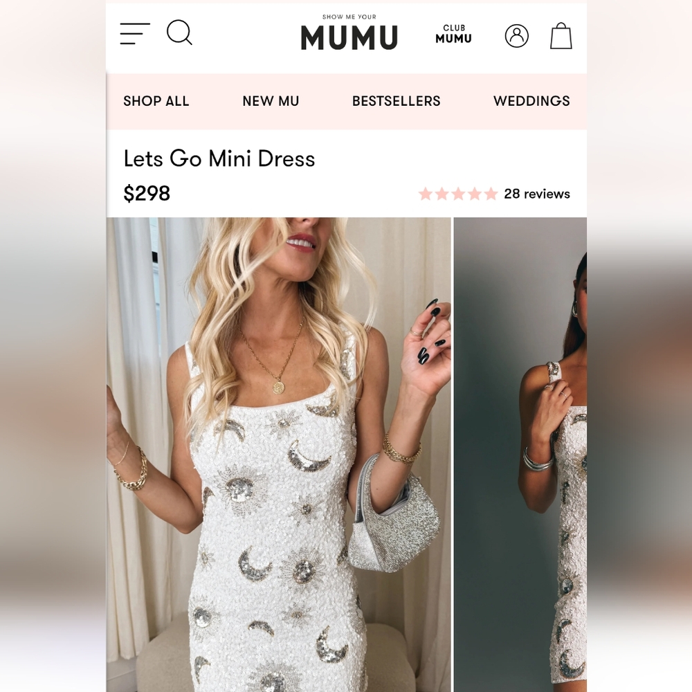 Lets Go Mini Dress ~ Celestial Sequins White